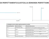Grafici mostrano domanda perfettamente elastica (linea orizzontale) e rigida (linea verticale). La domanda perfettamente elastica indica che il prezzo non cambia mai, qualunque sia la quantità domandata.