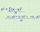 Formula per calcolare la varianza, una misura della devianza statistica, che quantifica la dispersione dei dati rispetto alla media.