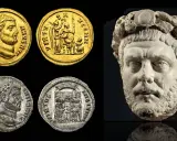 Monete d'oro e d'argento con ritratto di Diocleziano e busto in marmo. L'editto di Diocleziano, un'importante testimonianza storica.