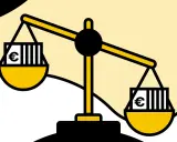 Bilancia con euro, simboleggia il pnl significato economia.