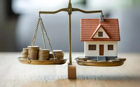 Bilancia con monete e casa in miniatura, un'immagine che evoca le decisioni economiche della banca centrale europea.