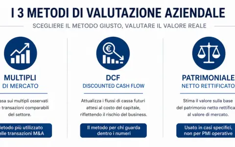 I 3 metodi di valutazione aziendale: Multipli di Mercato, DCF e Patrimoniale Netto Rettificato. Utili per il conto capitale.