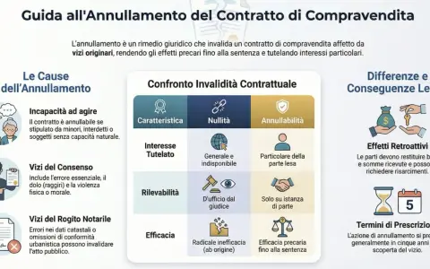 Guida all'annullamento del contratto di compravendita: cause, confronto tra nullità e annullabilità, e conseguenze legali. L'oggetto del contratto è centrale.
