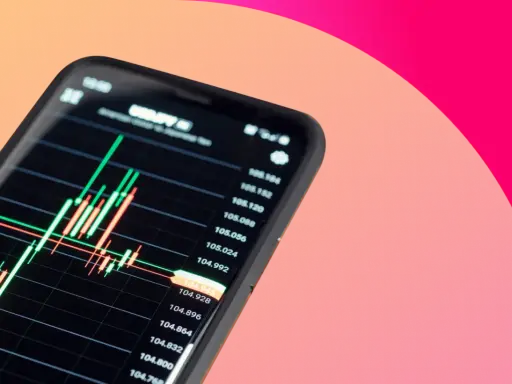 Grafico a candele su smartphone, che mostra gli indici borse in tempo reale.