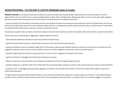 Il corso di Diritto Romano mira a fornire le basi per comprendere il diritto attuale, con un focus su argomentazione giuridica e analisi storica, per un futuro legato per vindicationem.