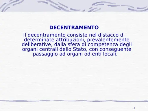 Il decentramento amministrativo trasferisce competenze dallo Stato agli enti locali, promuovendo una gestione più vicina ai cittadini.