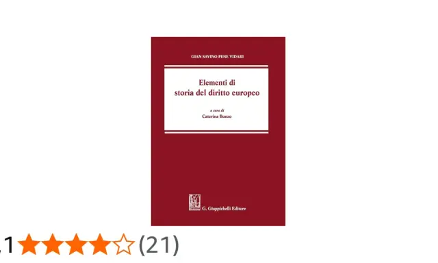 Copertina del libro "Elementi di storia del diritto europeo" di Gian Savino Pene Vidari, a cura di Caterina Bonzo.