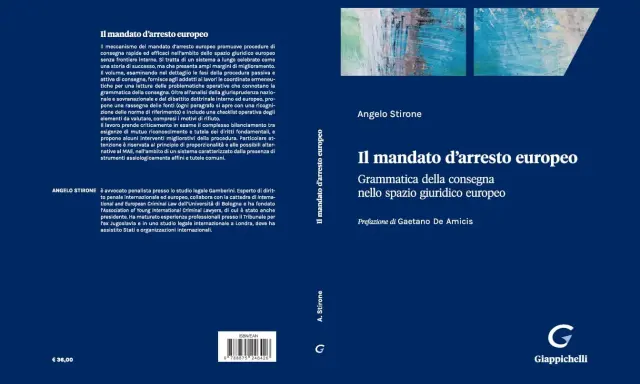 Copertina libro "Il mandato d'arresto europeo" di Angelo Stirone, con testo e immagine astratta.