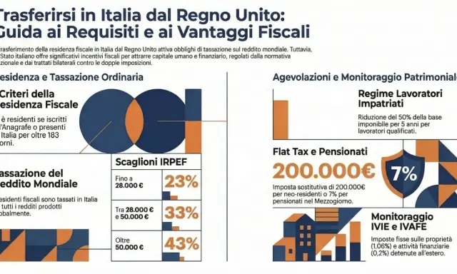 Guida ai vantaggi fiscali per chi si trasferisce dall'UK all'Italia. L'offerta pubblica di acquisto di residenza fiscale offre incentivi.