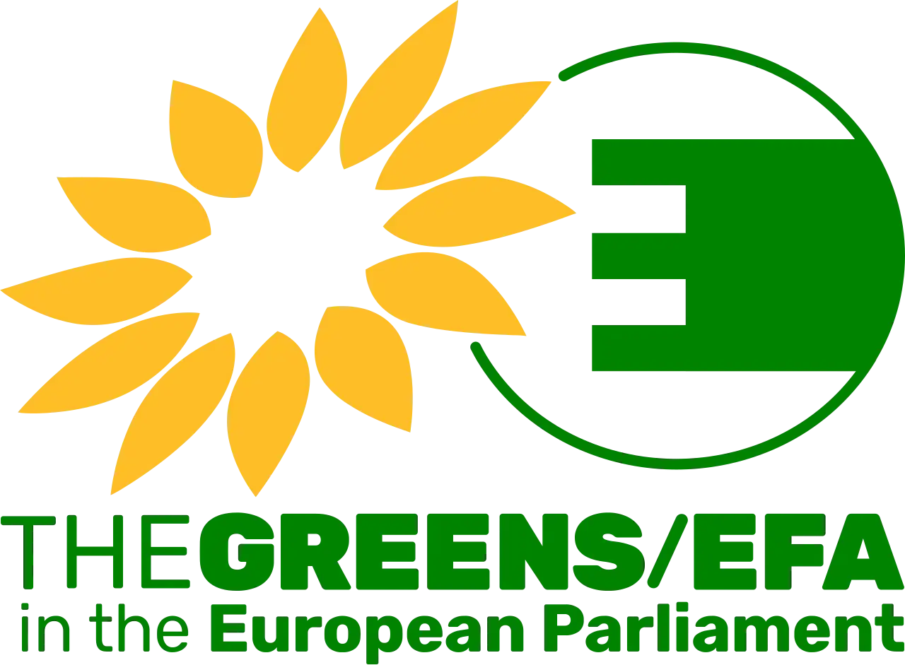Logo del partito verde europeo: girasole giallo e simbolo 